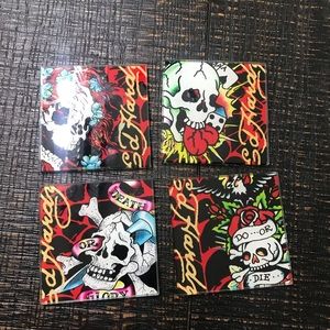 Ed Hardy Skull Art Coasters - Red, Blue, Green, Black